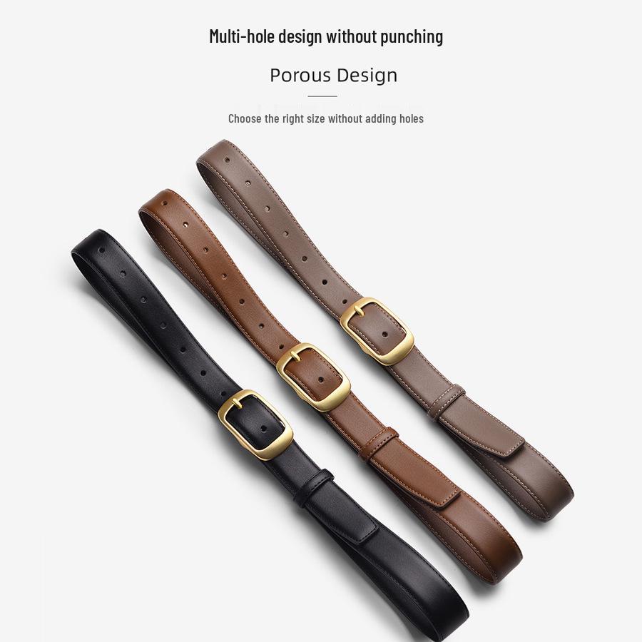 2025 Women's Leather Pin Buckle Belt - Versatile Genuine Leather Waistband for Jeans