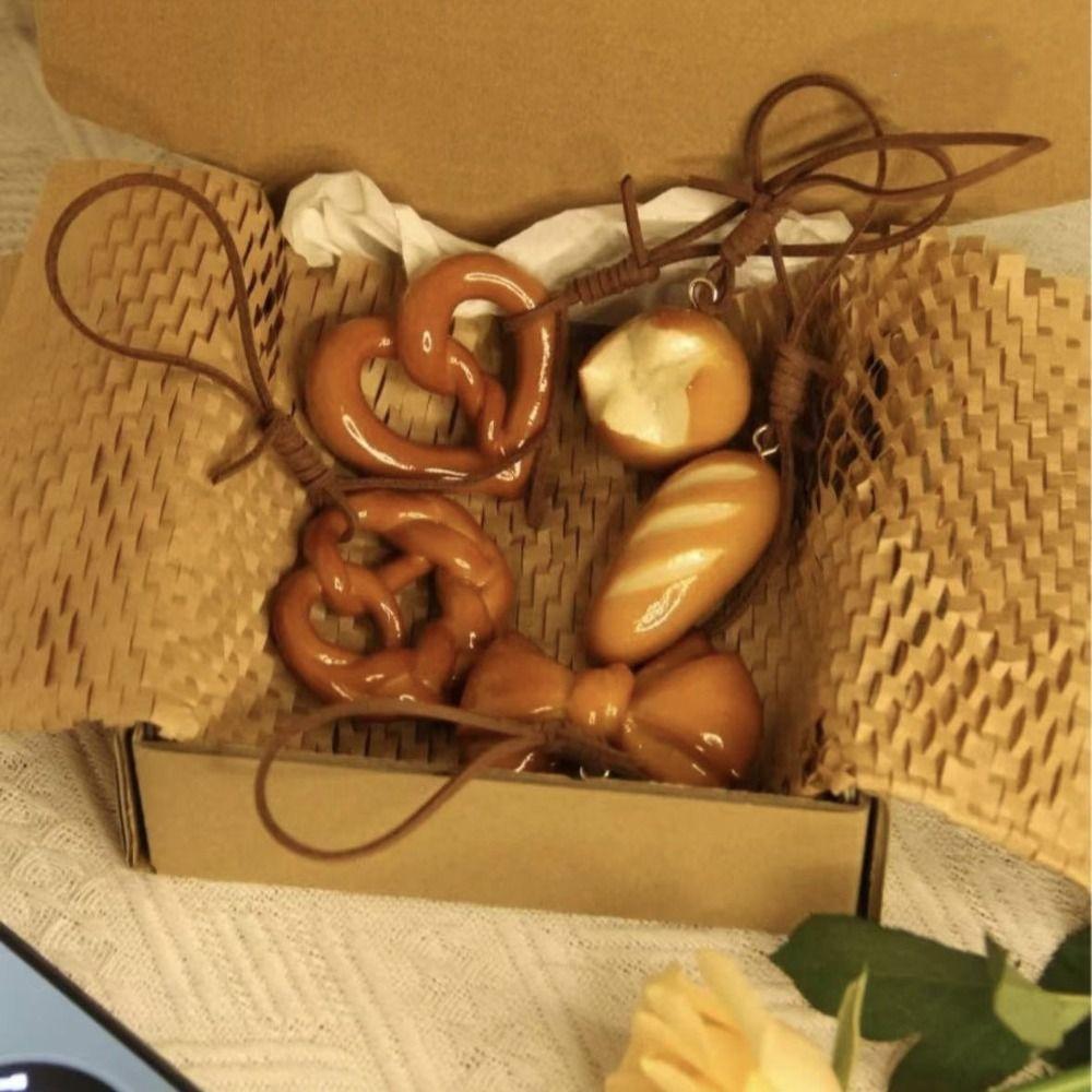 Korean Style Rope Pretzel Key Chain Bagel Croissant Bag Accessory Creative Keyring  Couple