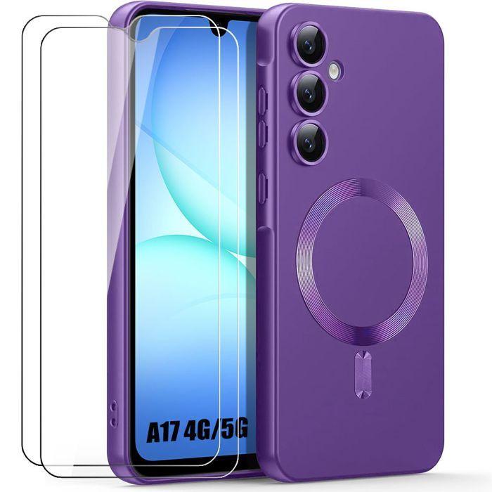 Coque de Téléphone - BOOLING - Samsung Galaxy A17 4G/5G - avec Cercle Magnétique - Violet - 2 Vitres