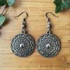 Vintage Ethnic Engraved Disc Shield Drop Earrings for Women Men Nordic Viking Tribal Warriors Dangle Earrings Aesthetic Jewelry