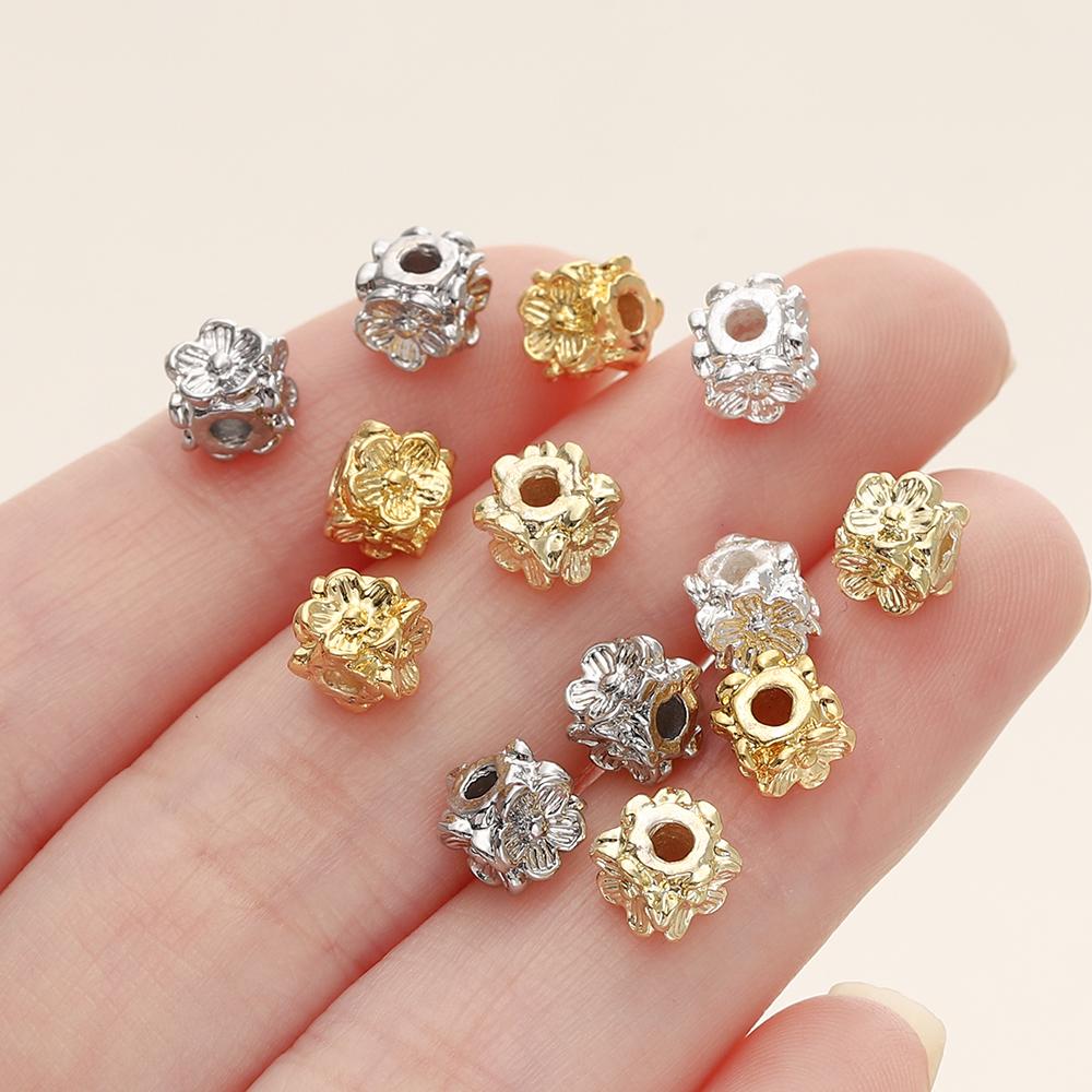 20/50 Stück/Los 14K/18K Goldfarbe Beschichtet Quadratische Form Blume Abstandshalter Perlen für DIY Armband Halskette Schmuckherstellung Zubehör