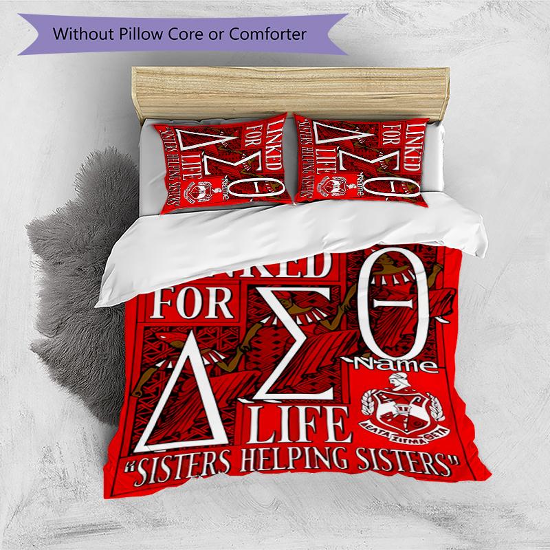 3pcs Custom Name Delta Sigma Theta Bedding Set Duvet Cover Closure Includes 1 Duvet Cover & 2 Pillowcases for All Seasons Bedroom Decor
