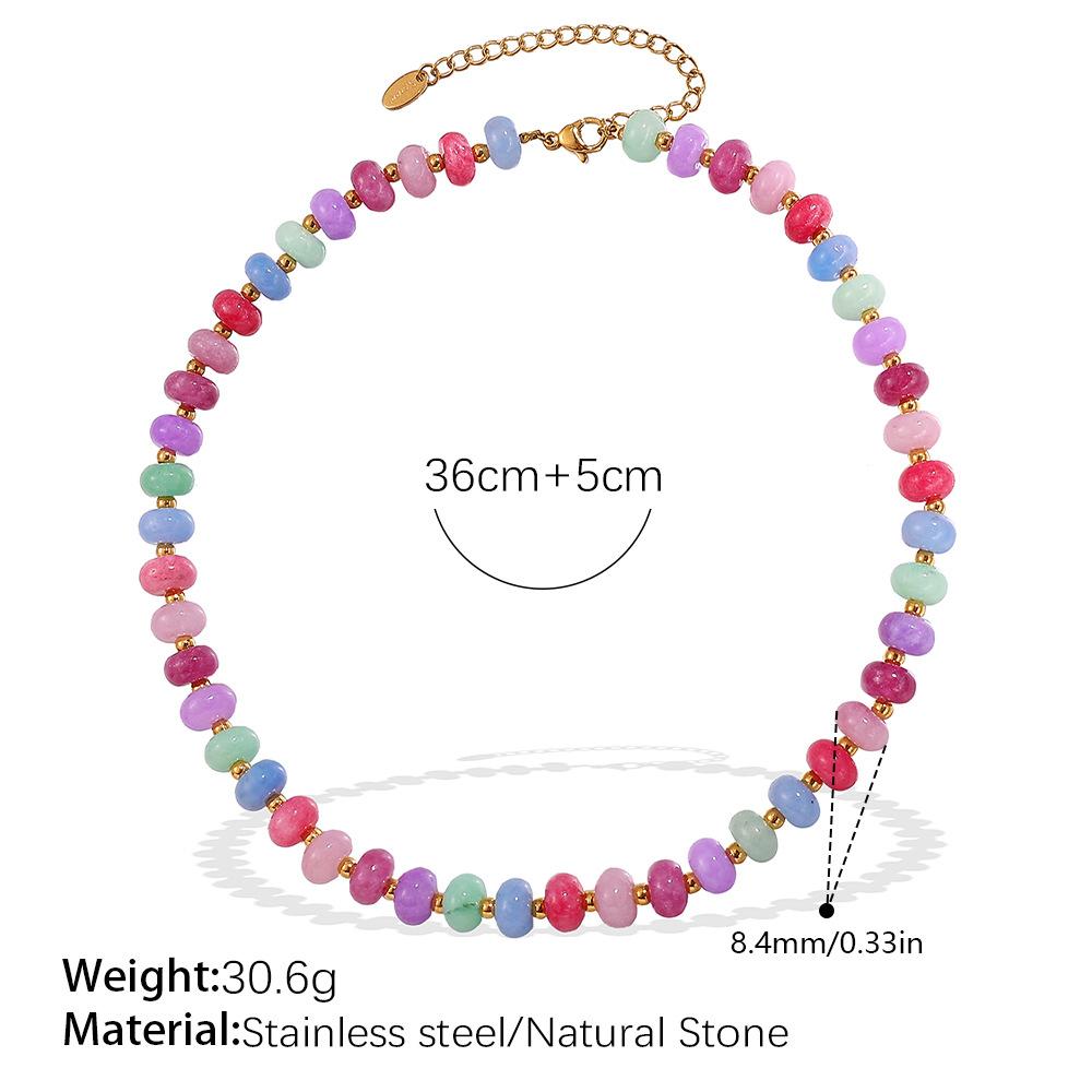Fashion Color Natural Stone Abacus Bead Bracelet Light Luxury Versatile Personality Bracelet Earrings Jewelry Women