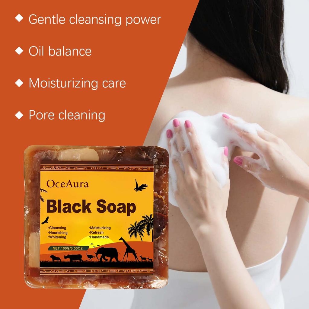 African Black Soap, Gentle Cleansing, Moisturizing & Refreshing, Clean Skin with Rich Fine Lather, Easy to Rinse, Full Body Use