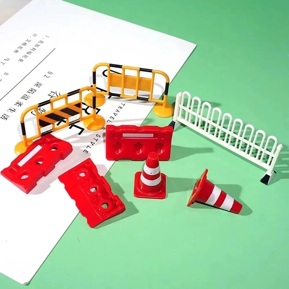 10pcs Mini Traffic Signs Roadblock Toy for Kids Construction Car Theme Party Traffic Cone Sport Training Figurines & Miniatures