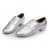 Men Modern Dance Shoes Waltz Dance Shoes Low Heel Square Dance Bright Leather Soft Bottom Fur Sole Boy Sneakers