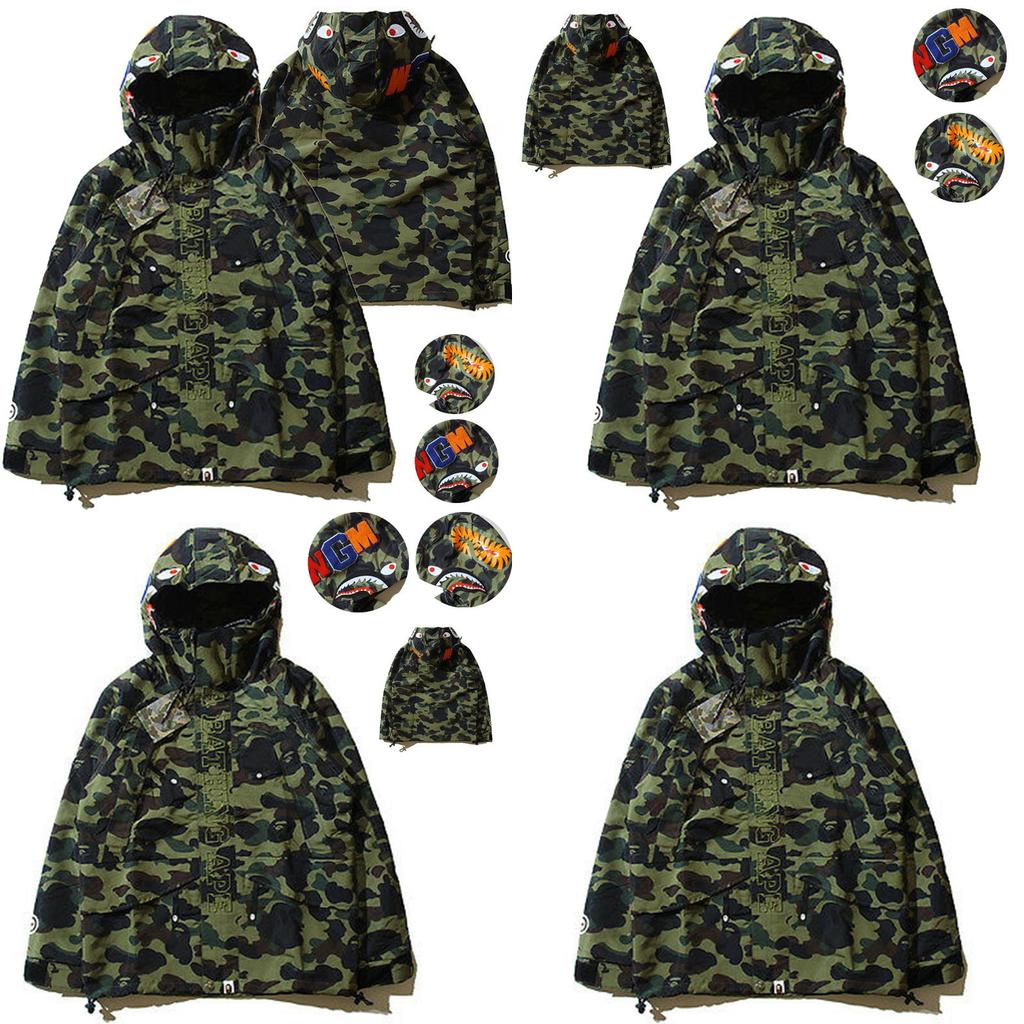 Heren A Bathing Ape Haaienkop Camouflage Hoodie Jas Met Zacht Ademend Materiaal