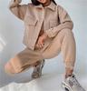 2024 European and American solid color women's single-breasted jacket top casual trousers women's suit jacket sweater pants two-piece set