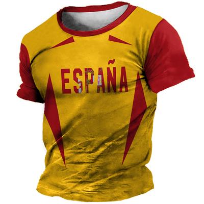 Spanien T-Shirt Druck Mode Flaggenmuster Herren T-Shirt Sommer Kurzarm Tops Lässig Locker Übergroße Kleidung Bluse