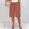 Women's Elastic Waist Bermuda Shorts Casual Loose Straight Leg Knee Length Pants