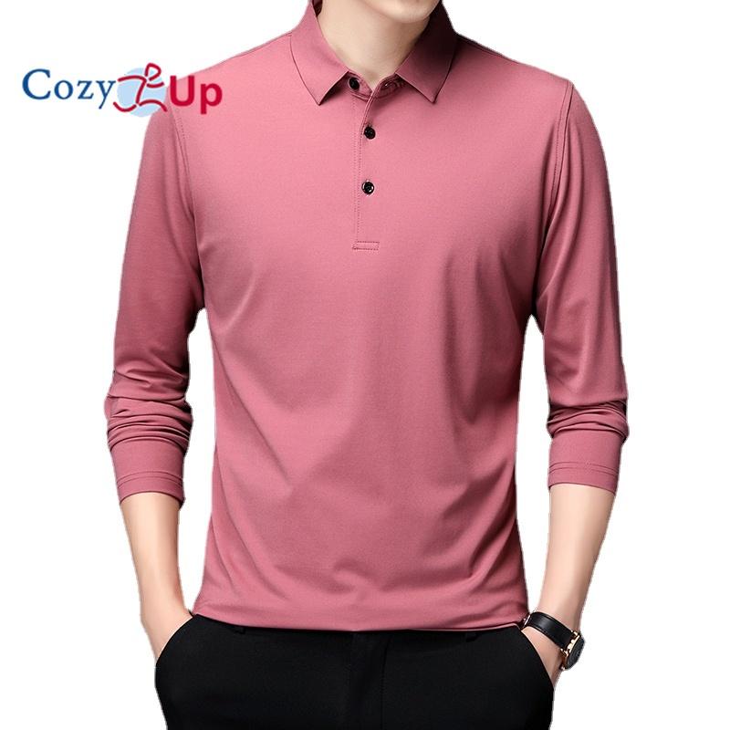 

Cozy Up Classic Однотонная рубашка поло Роскошная шелковая футболка Homme Весна Осень Полный рукав Camisa Polo