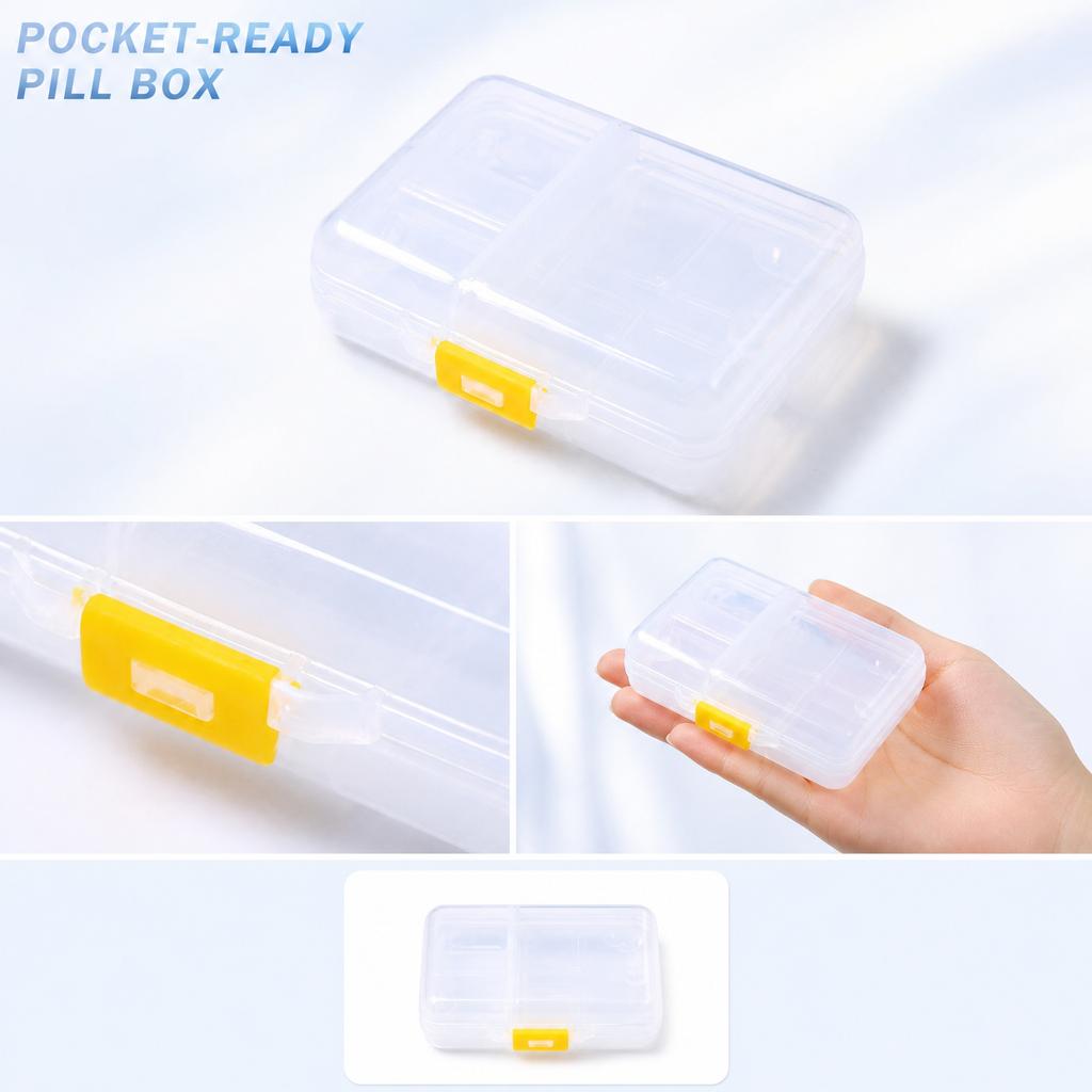 Portable Nine Compartment Plastic Pill Organizer Box for Travel Home Storage Medication Supplement Case