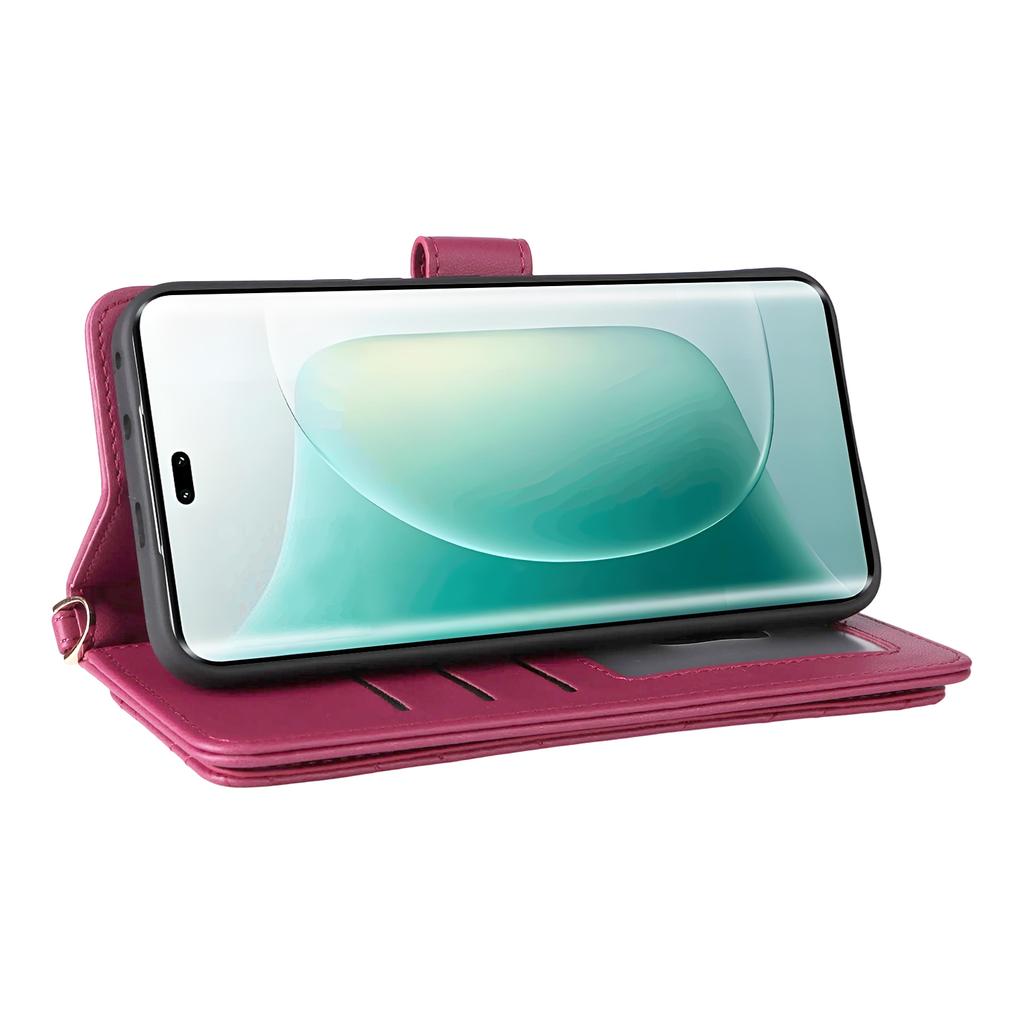 Для Honor 400 5G (Глобальний) Шкіряний чохол-гаманець із ремінцем на плече/зап'ястя, підставка для телефону