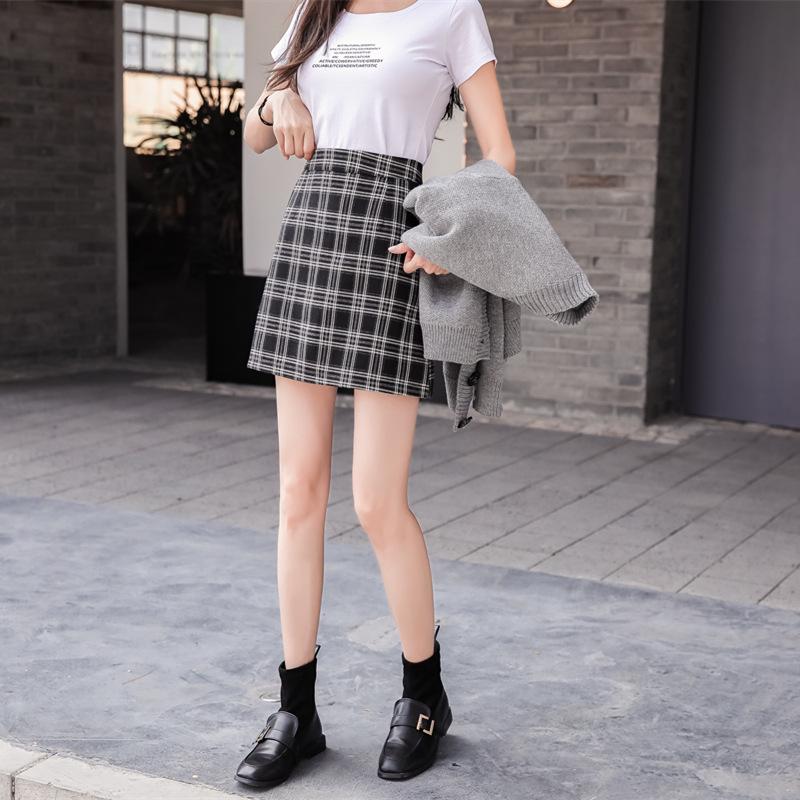 

Plus Size Women s Plaid A-Line Midi Skirt - High Waist, Anti-Exposure, Slimming Bodycon for Spring/Summer 2022 M чёрный