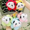 Charming Flower Panda Head Plush Keyring Colorful Cartoon Animal Keychain