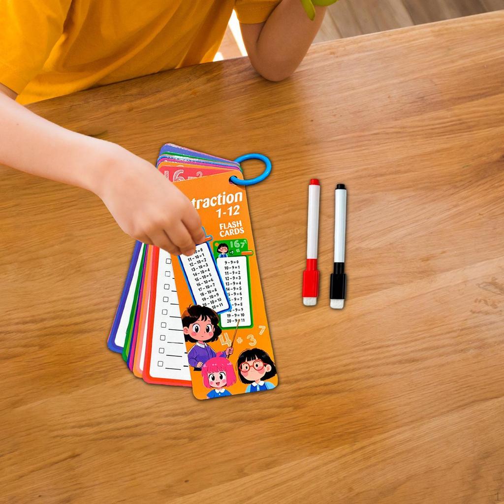 Kids Mathematics Flashcard with Binder Ring Reusable Tear Resistance 15 Card