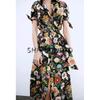 Spring and Summer French Elegance Long Bowknot Decoration Flowers Print Poplin Midi Skirt Dress 2944216