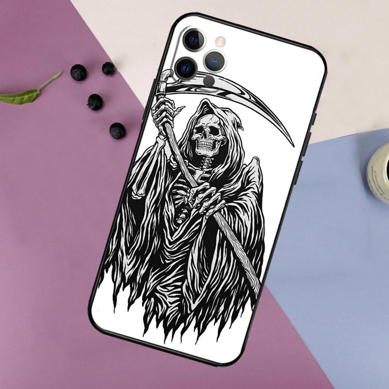 Death Grim Reaper Skull Phone Case For iPhone 16 15 14 13 12 11 17 Pro Max 13 mini 16 Plus 16e 17 Air Bumper Cover