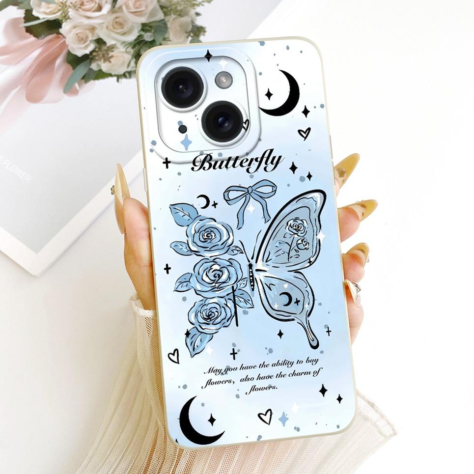 Daisy Bow Pattern Butterfly Flower Cherry Back Cover For iPhone 14 Pro Max Phone Case Soft Silicone Casing On iPhone14 14Plus