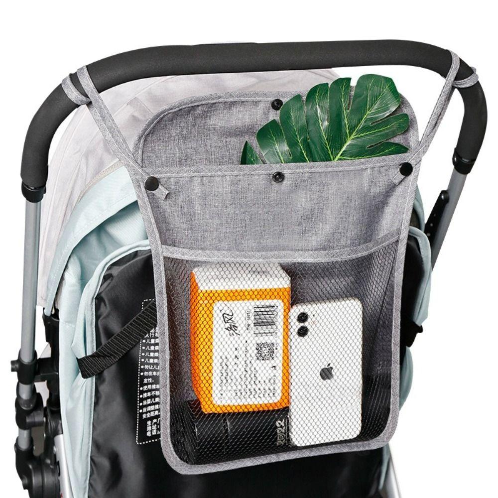 2Pcs Double Pockets Carriage Pram Storage Bag Hanging Bag Trolley Net Bag Mommy Organizers  Bottle