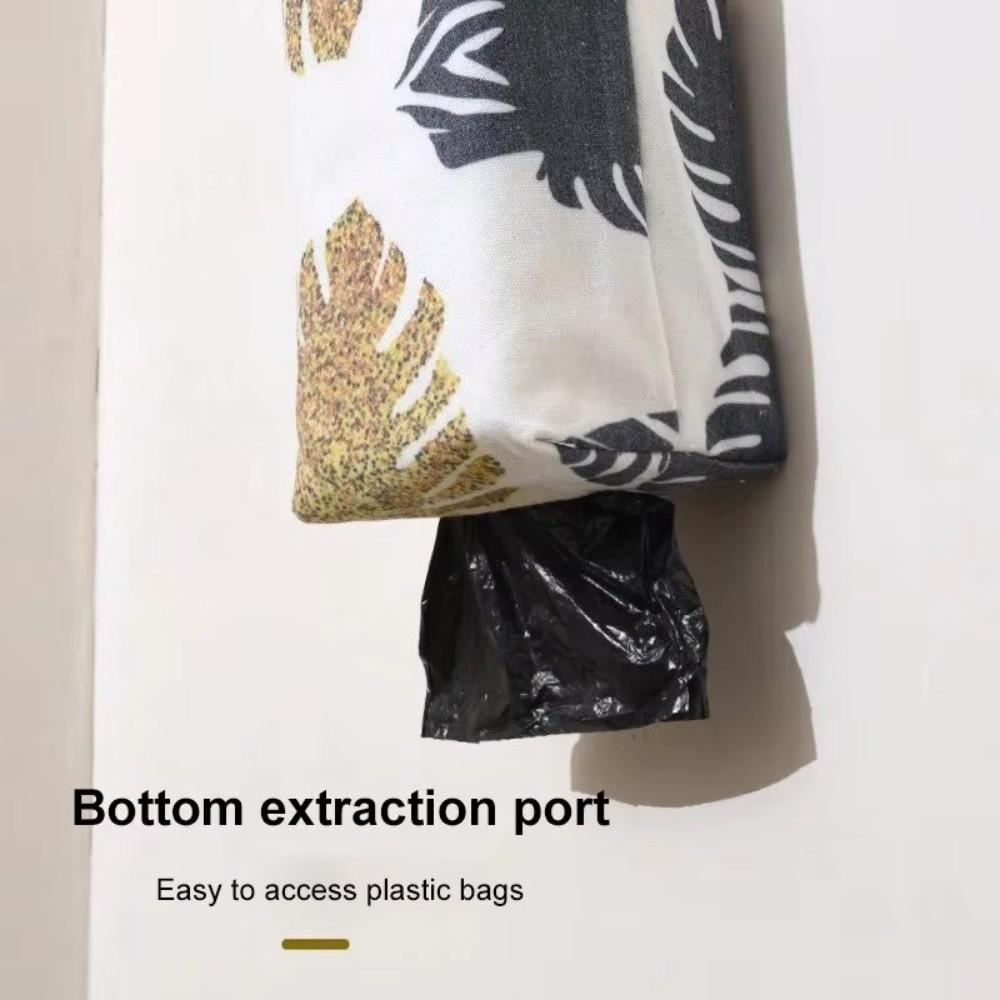 Printed Pattern Plastic Bag Holder Pull-out Storage Dispensers Garbage Bag Storage Breathable Cloth Wall-mounted