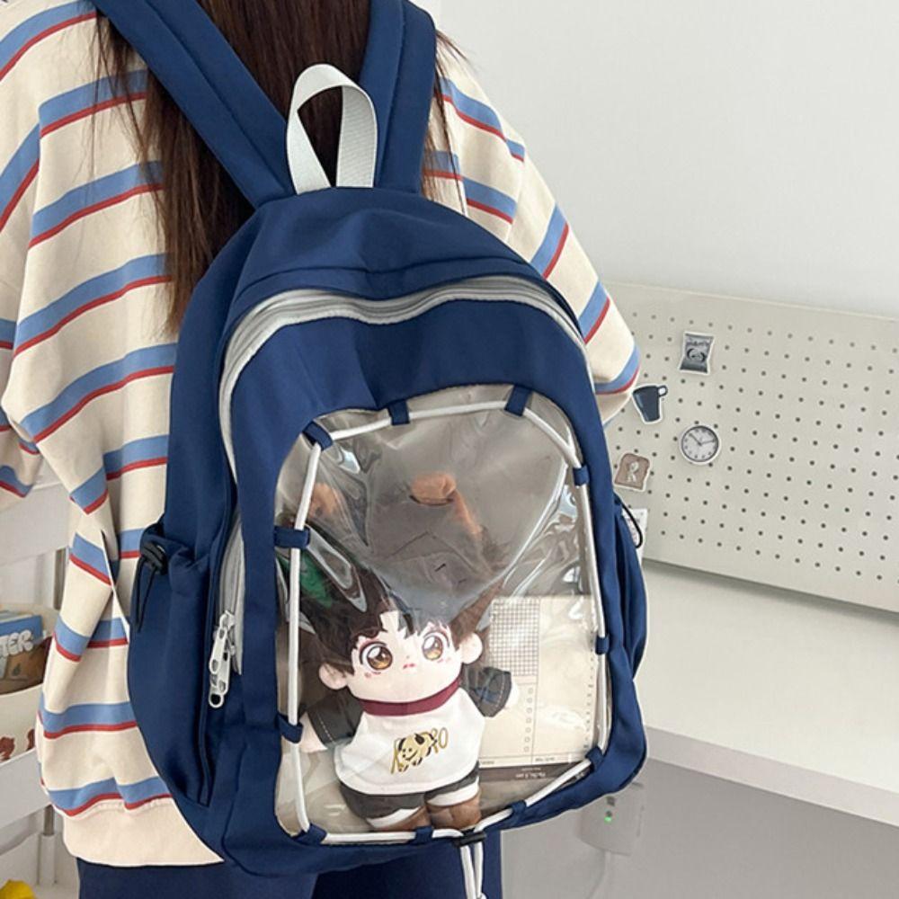 Large Capacity Doll Display Storage Bag Schoolbag Transparent Backpack Cotton Doll Ita Bag  Student