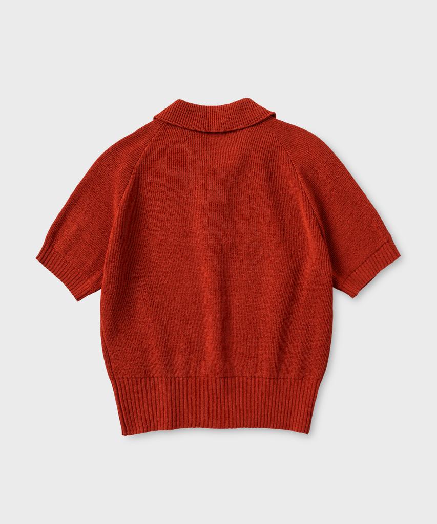 NONBLANK Raglan Half Sleeve Collar Knit_Crimson