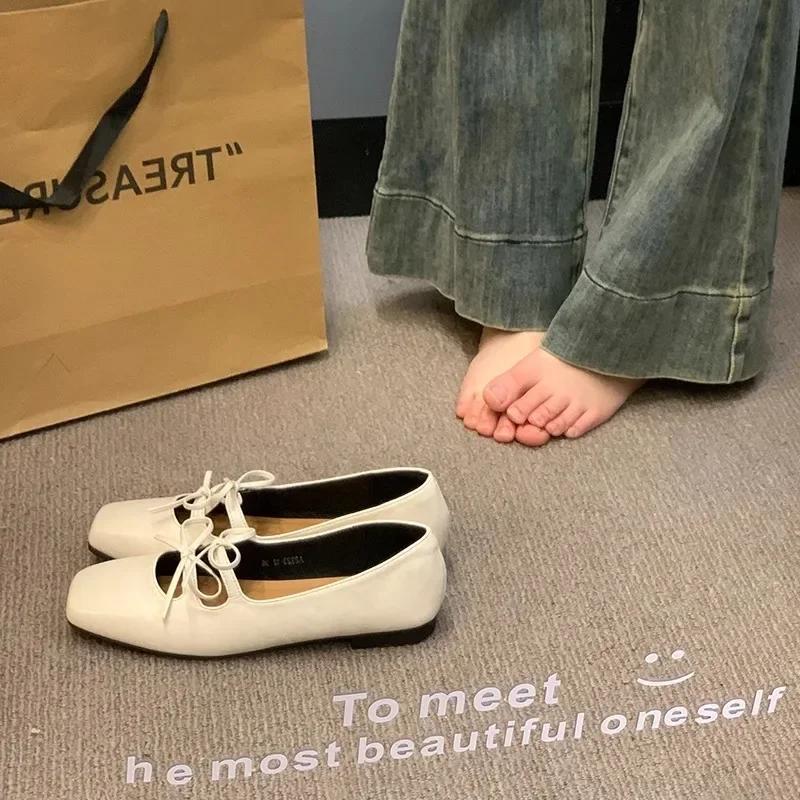 

Милые женские туфли Мэри Джейн с двойным бантом, новинка весна-лето, квадратный носок, платье, плоская обувь, женские красные туфли на мягкой подошве, Zapatos 35