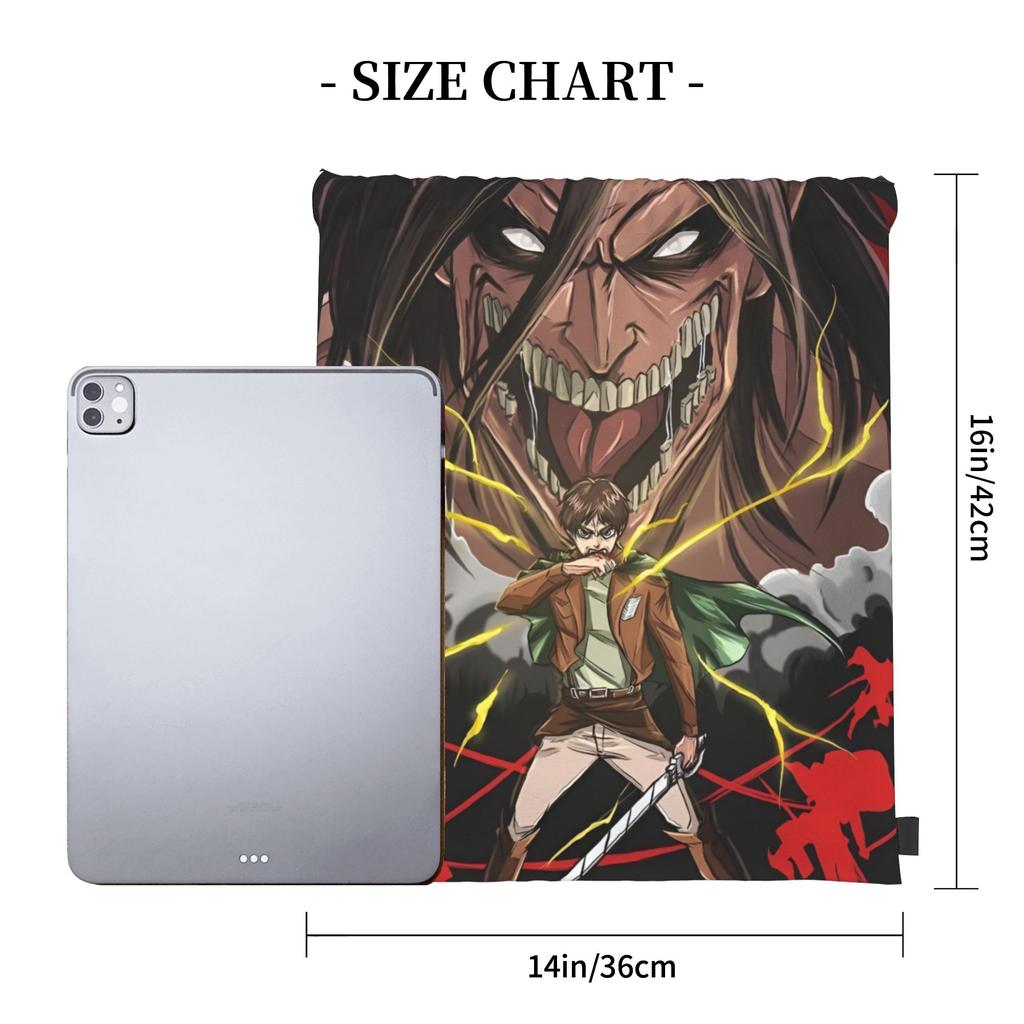 Custom Attack On Titans Drawstring Bag for Training Yoga Backpacks Women Men Manga Sports Gym Sackpack