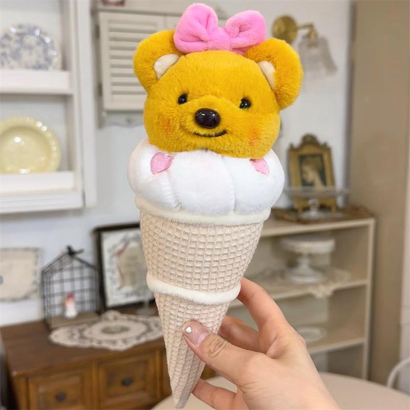 

Cute Bear Butter Ice Cream Plush Animal Pp Cotton Fill Gift For Children Yellow Bear