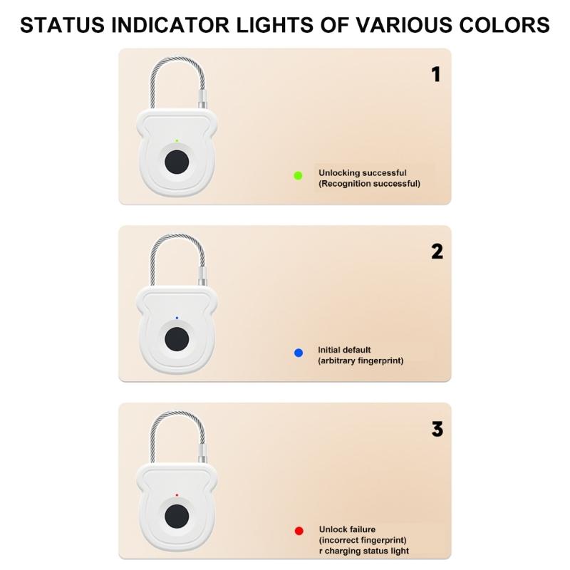 Outdoor Luggage Intelligent Fingerprint Lock Waterproof Rechargeable Padlock Outdoor Keyless Security Lock Enduring