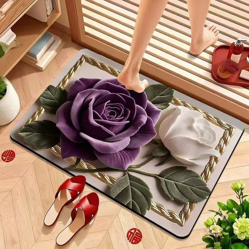 Stereoscopic Visual Effect Rose Floor Mat 60x90cm желтые розы