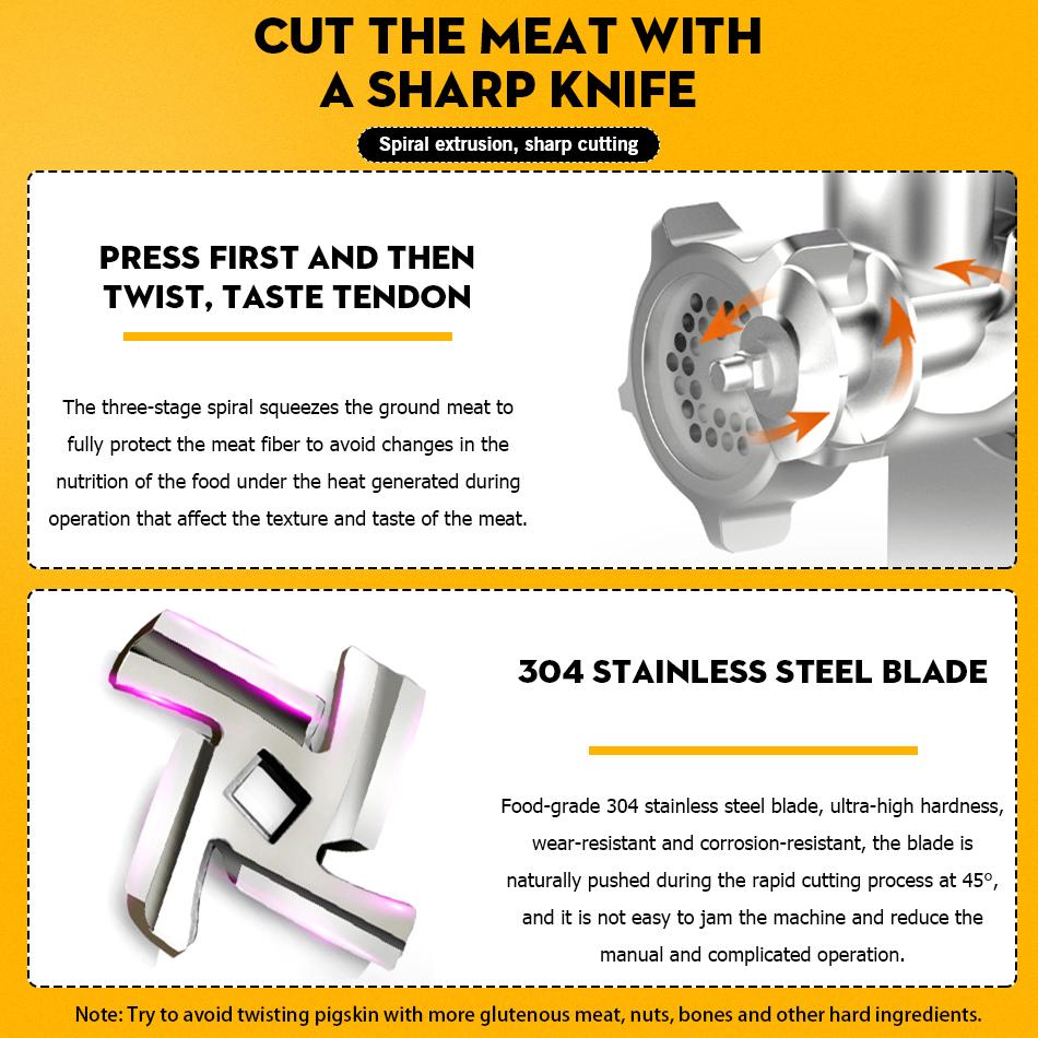 High Power Electric Meat Grinder Heavy Duty Meat Mincer Home Sausage Stuffer Meat Mincer Kitchen Food Processor 800W