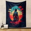 Samurai Warrior at Sunset Patterned Tapestry Decorative Wall Hanging, Home Bedroom Living Room Decor