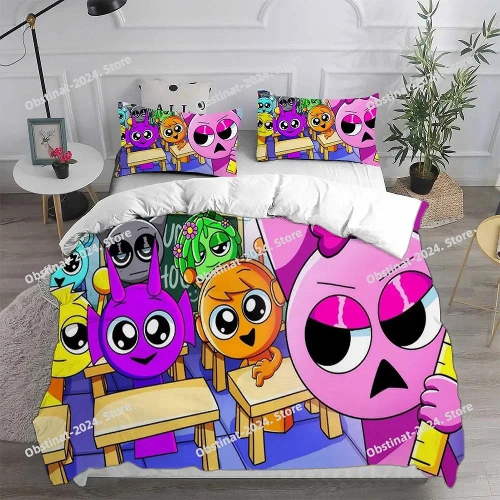 New 3d Print Game Sprunki Bedding Set Printed Bed Set With Pillowcase Bed Duvet Cover Soft Single Double Queen Super King Size