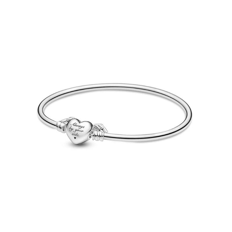 

Оригінальний браслет Me зі срібла 925 проби Жіночі прикраси Тонкий круглий плаский намистина-шарм Розкішний браслет Fit Me Намистина 21cm