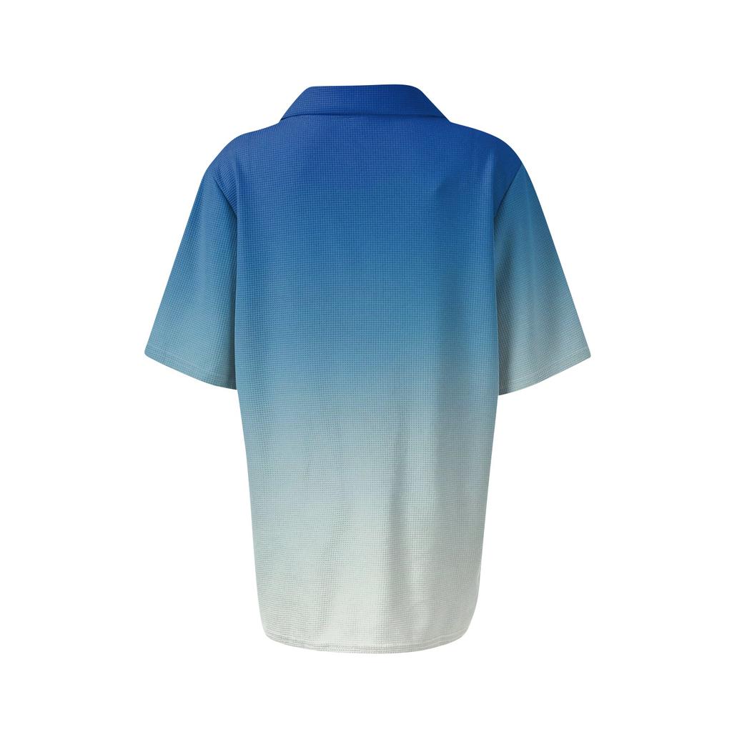 Polo Décontracté à Manches Courtes pour Femme en Tricot Gaufré Col Boutonné Coupe Ample Haut Léger pour un Usage Quotidien