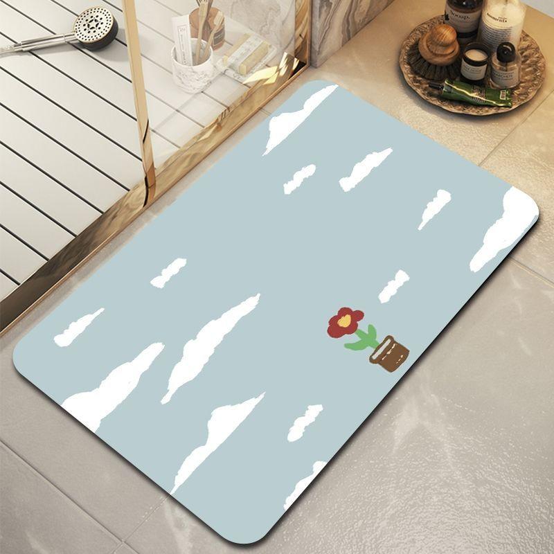 Kleine frische Kieselgur Badezimmer saugfähige Bodenmatte Haushalt Küche Toilette WC Tür rutschfest schnell trocknend Bodenmatte 40X60cm 15.7X23.6in