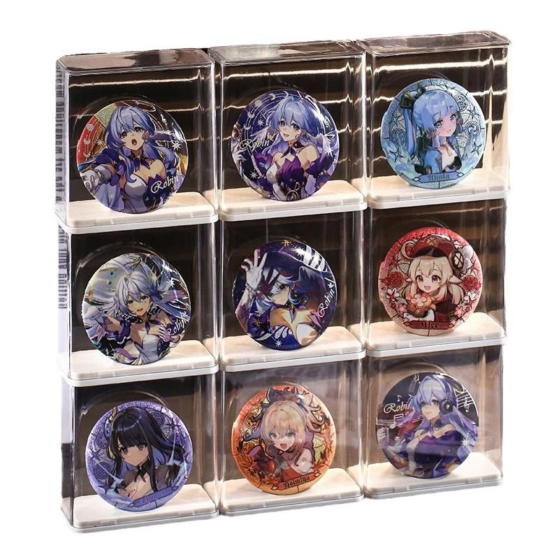 Creative Acrylic Badge Display Rack Stackable Dust Proof Badge Organizer Transparent Desktop Storage Box Badge Collection