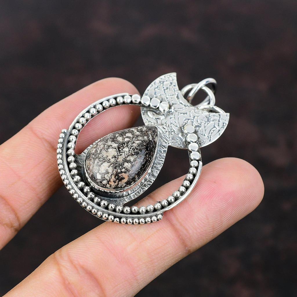 Dinosaur Bone Pendant Real Gemstone Pendant Decent Jewelry 925 Sterling Silver Pendant Handmade Birthstone Pendant Silver Jewelry For Gifts