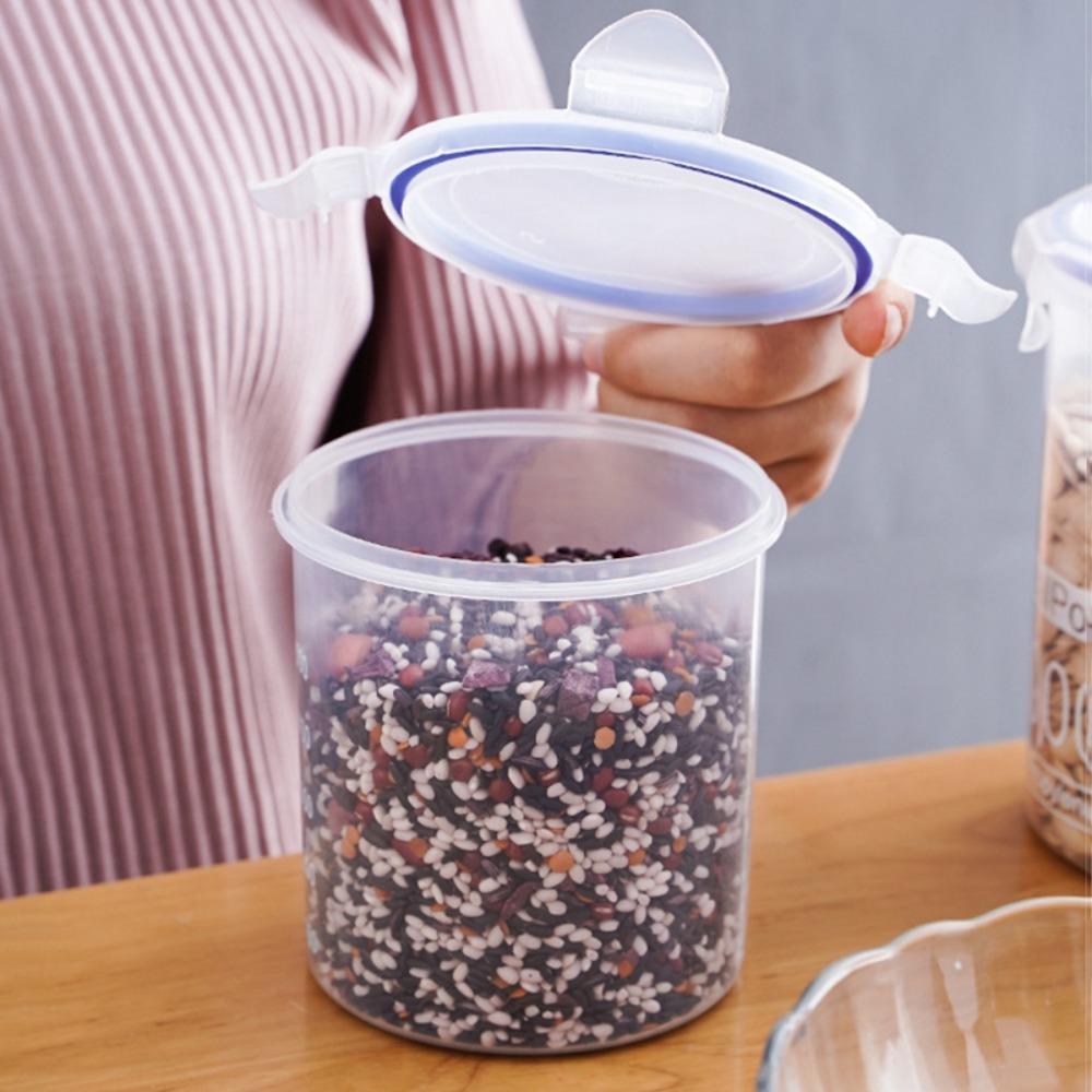Céréales en vrac hermétiques de pot en plastique cylindrique de nourriture scellée par nourriture transparente étanche à l'humidité