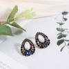 Women Vintage Style Fashion Blue Rhinestone Dangle Ear Stud Earrings Jewelry Natural Water Droplets