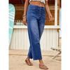 2026 New Women's Jeans Buttoned Elastic Loose Denim Casual Cropped Pants