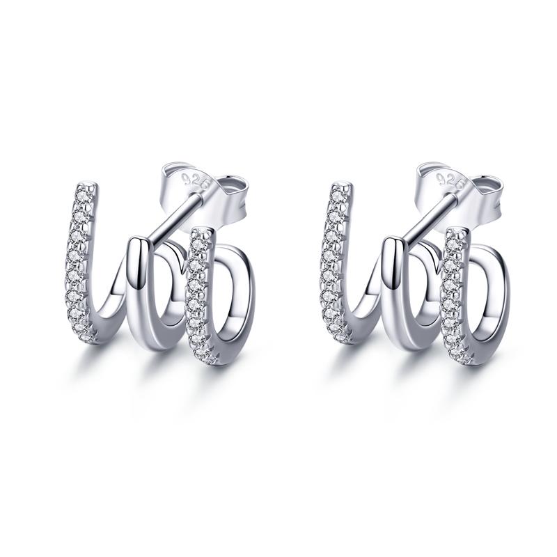 WOSTU New Arrival 100% Real 925 Silver Love Rotation Stud Earrings Cute Square Zircon Earrings For Women CQE585