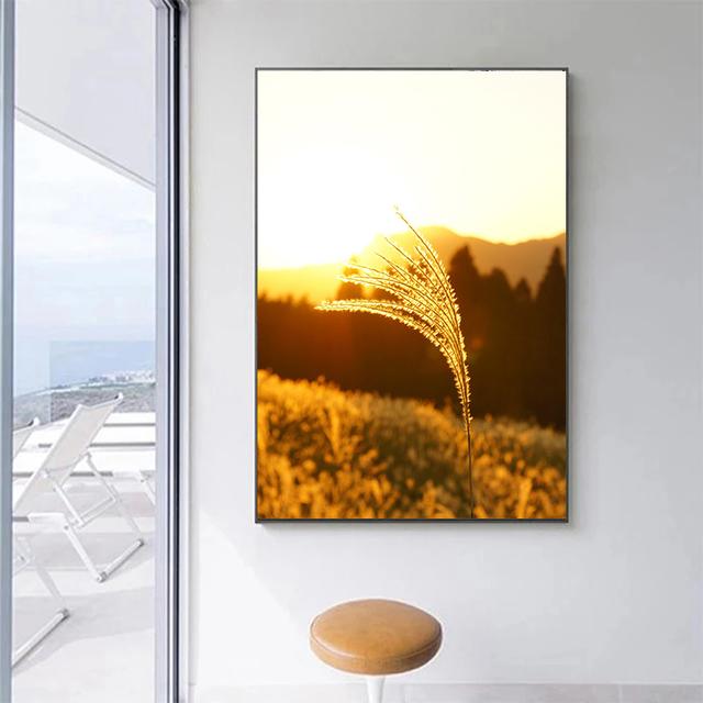

Растение под солнцем Холст Картина Пшеница и тростник настенные художественные пейзажные постеры и принты для декора гостиной без рамки 21*30cm