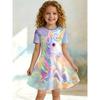 Mädchen Regenbogen Einhorn Aufdruck T-Shirt Kleid Weiches Himmel Wolken Freizeitkleid für Kinderparty Kleidung Geeignet für Geburtstagsgeschenke