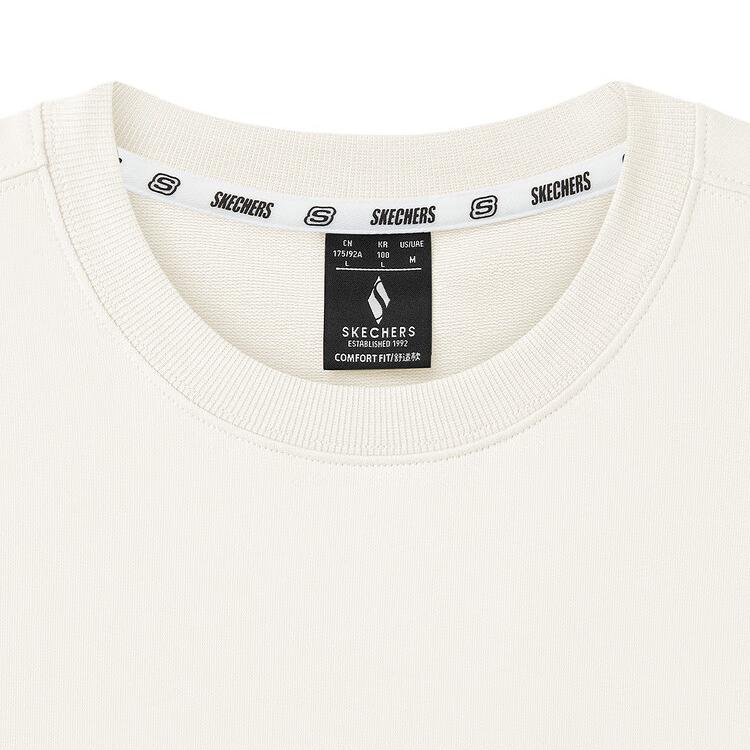 Skechers Sport Alliance Series Simple Fashion Comfortable Skin-Friendly Long Sleeve T-Shirt Men Tops Cotton-Candy-White L325M070-0074