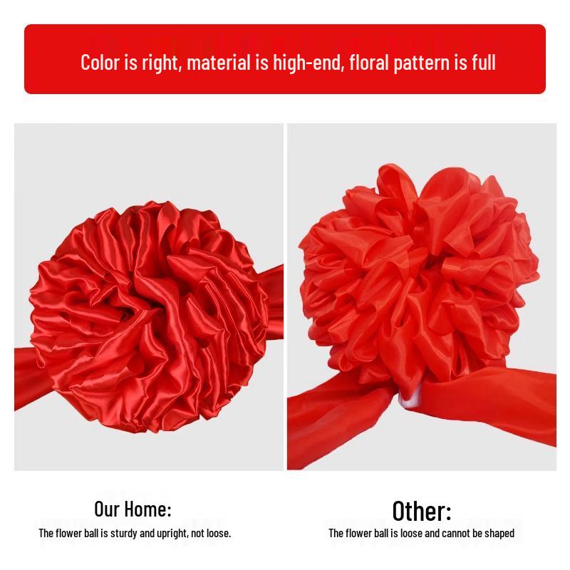 Große rote Seidenhortensienkugel für Hochzeiten, Banddurchschneidungen und Einweihungsfeiern