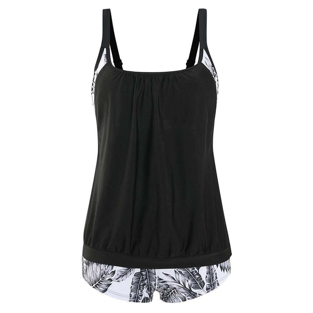 Women’s Tankini Top with Floral Print Hem and Adjustable Straps for Swimming and Beachwear Comfortable Fit
