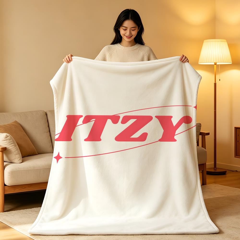 Music I-ITZY Throw High-Density Short Plush Blanket Soft Skin-Friendly for Sofa Nap Air-Conditioned Room